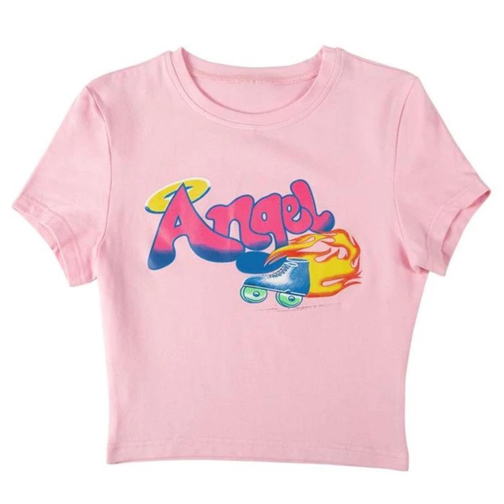 PINK Y2K CROPPED TEE